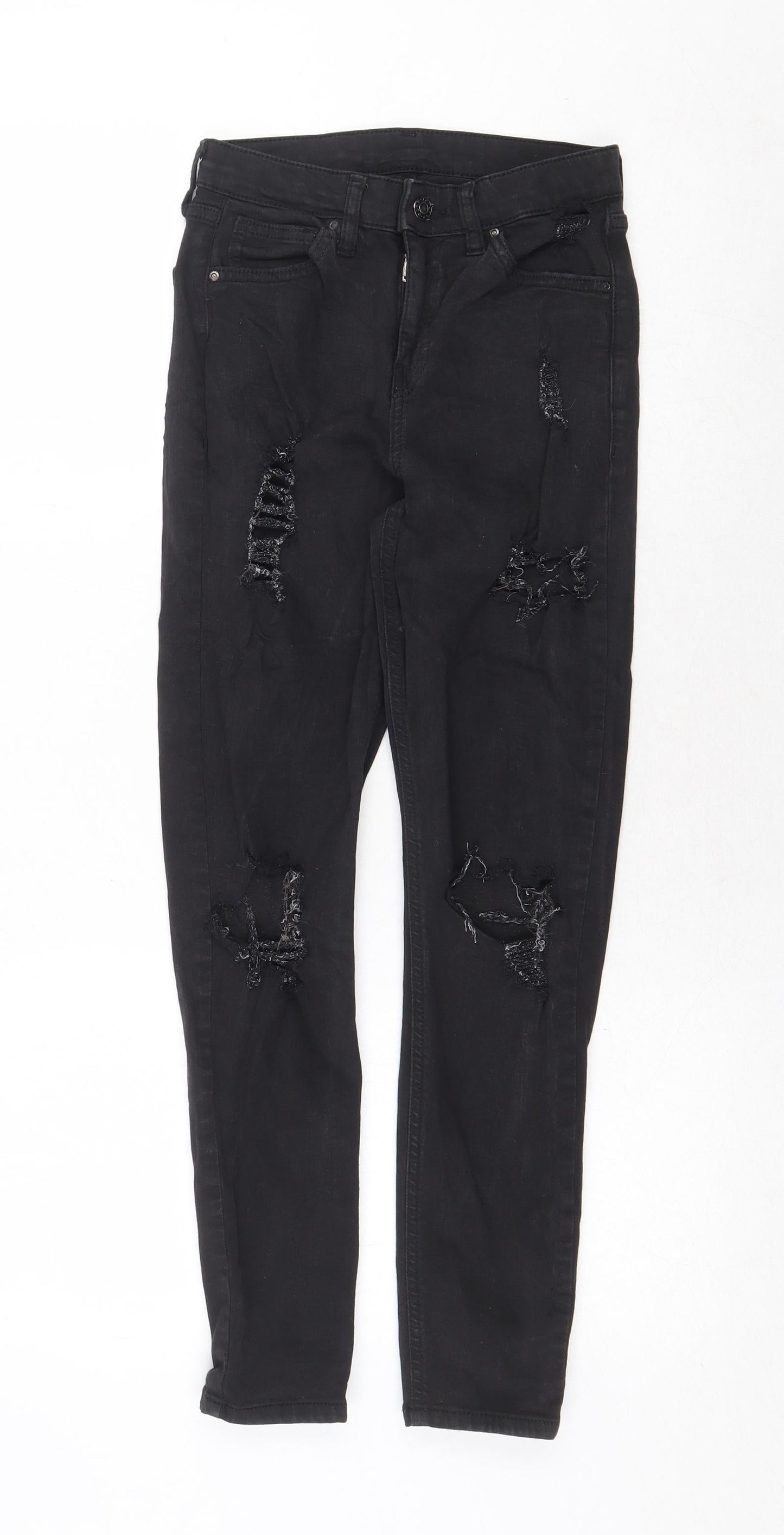 Topshop Womens Black Cotton Skinny Jeans Size 26 in Regular Zip