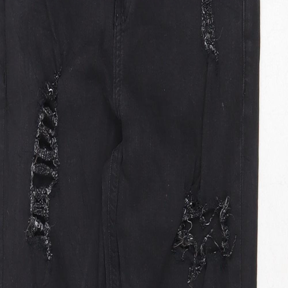 Topshop Womens Black Cotton Skinny Jeans Size 26 in Regular Zip