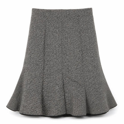Logo Womens Grey Herringbone Acrylic Swing Skirt Size 10