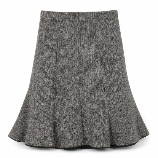 Logo Womens Grey Herringbone Acrylic Swing Skirt Size 10
