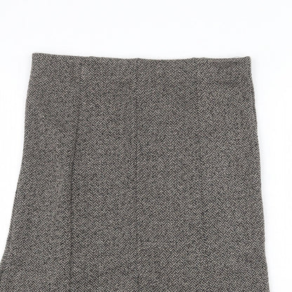 Logo Womens Grey Herringbone Acrylic Swing Skirt Size 10