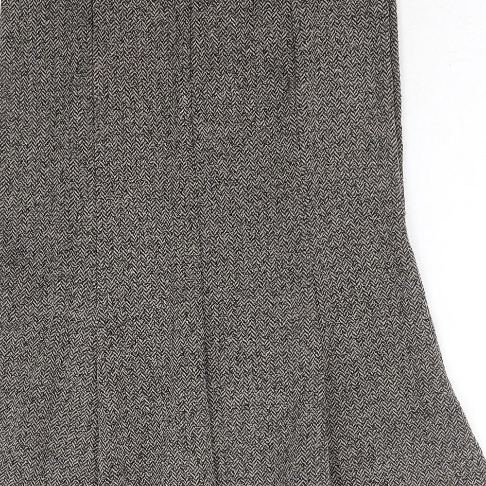 Logo Womens Grey Herringbone Acrylic Swing Skirt Size 10