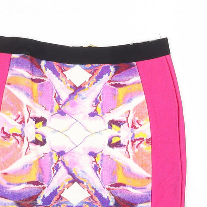 Dorothy Perkins Womens Pink Geometric Viscose Bandage Skirt Size M Zip