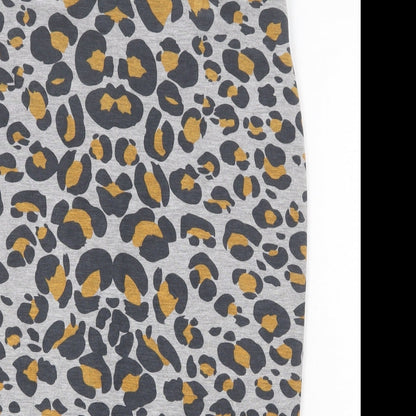 H&M Womens Grey Animal Print Polyester Bandage Skirt Size S Zip - Leopard Pattern