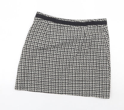 H&M Womens Grey Geometric Acrylic A-Line Skirt Size 8 Zip