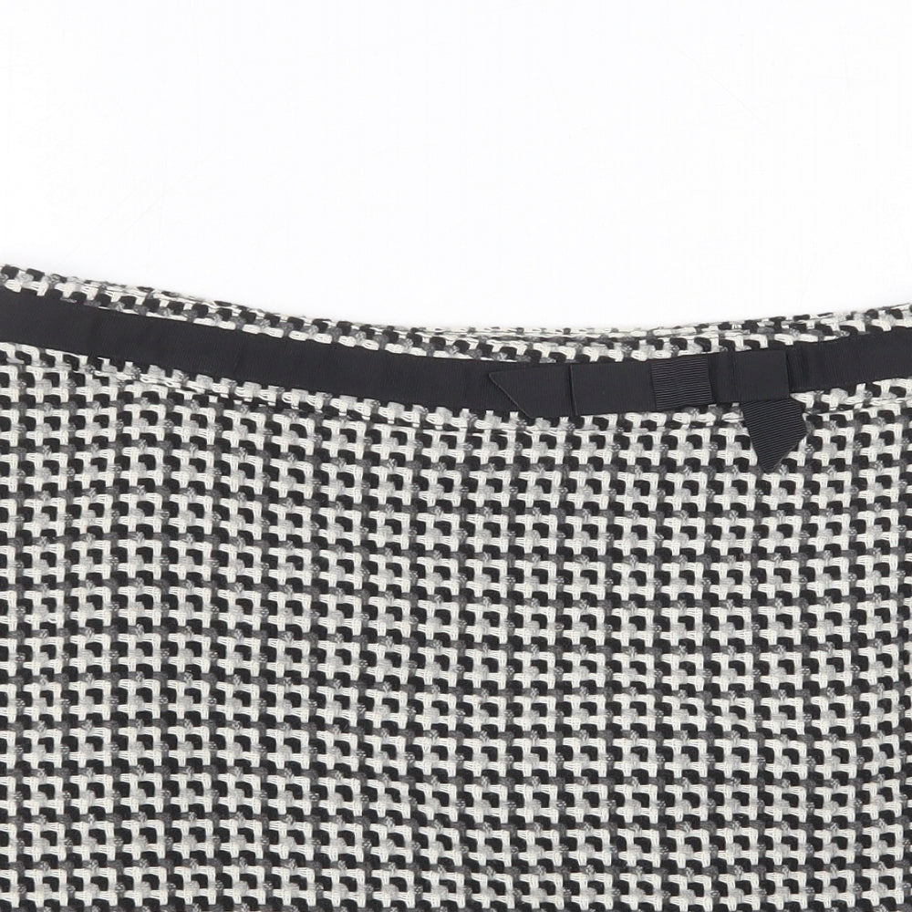 H&M Womens Grey Geometric Acrylic A-Line Skirt Size 8 Zip