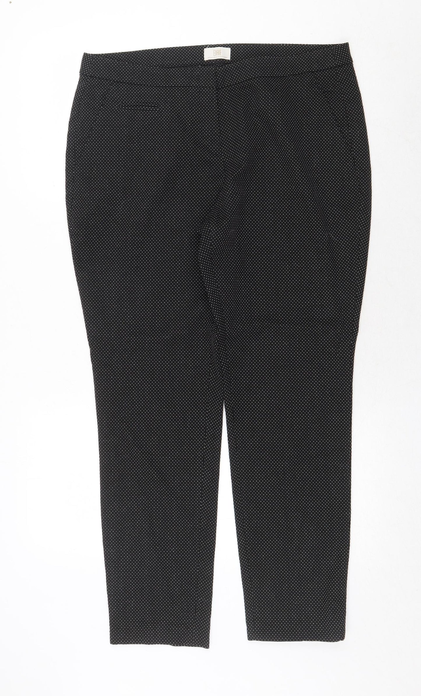 BAF Womens Black Polka Dot Polyester Chino Trousers Size 16 Regular Zip
