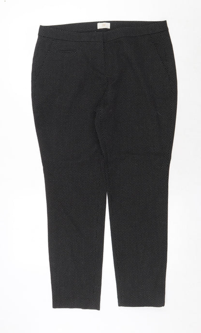 BAF Womens Black Polka Dot Polyester Chino Trousers Size 16 Regular Zip