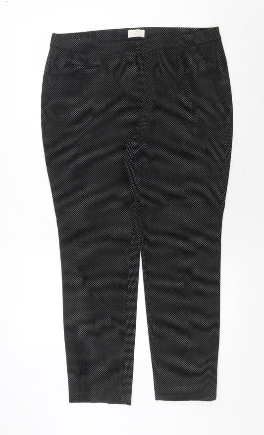 BAF Womens Black Polka Dot Polyester Chino Trousers Size 16 Regular Zip