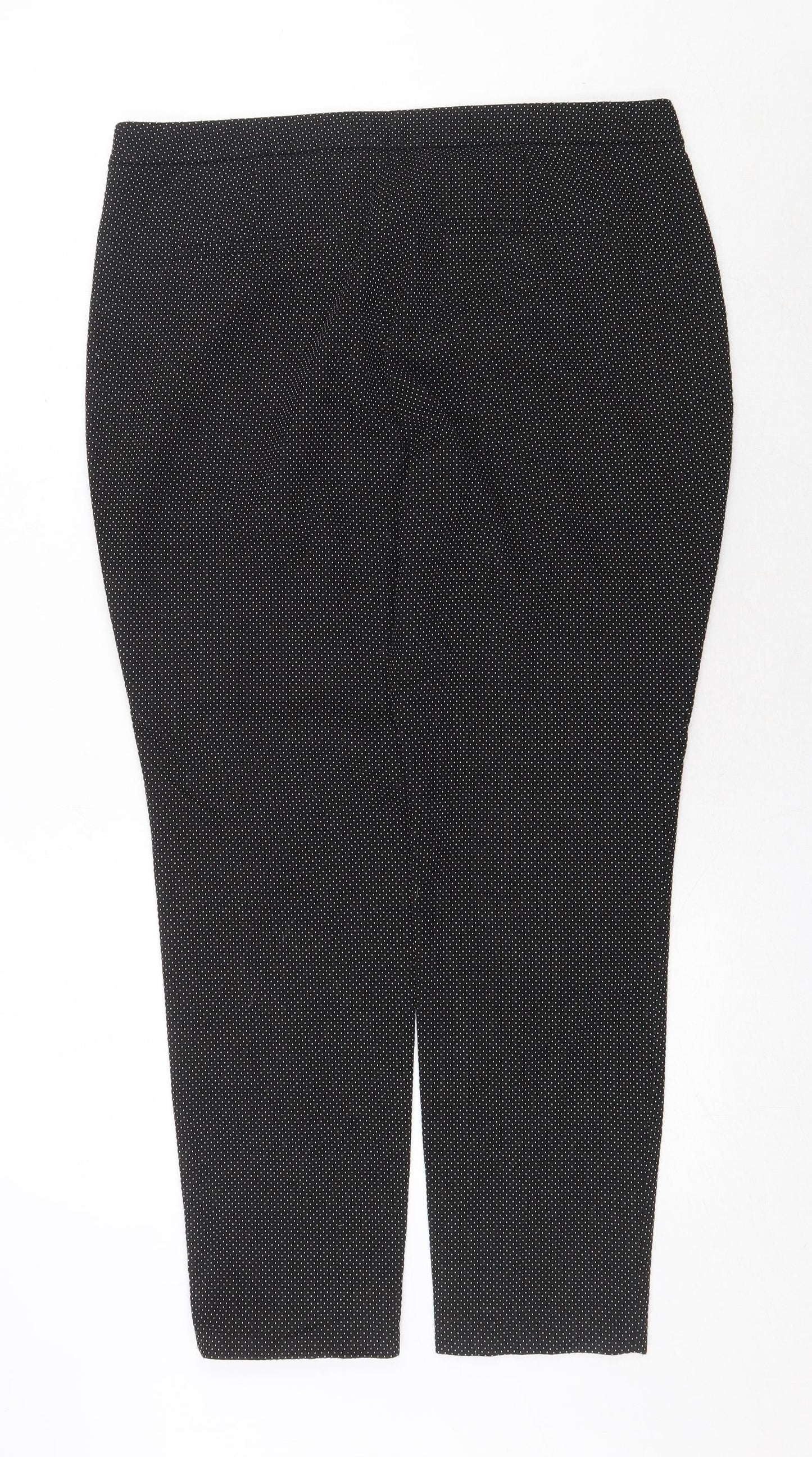 BAF Womens Black Polka Dot Polyester Chino Trousers Size 16 Regular Zip