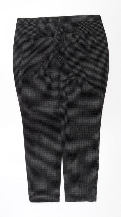 BAF Womens Black Polka Dot Polyester Chino Trousers Size 16 Regular Zip
