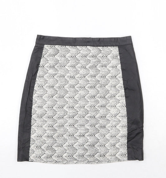 H&M Womens Multicoloured Geometric Cotton A-Line Skirt Size 8 Zip
