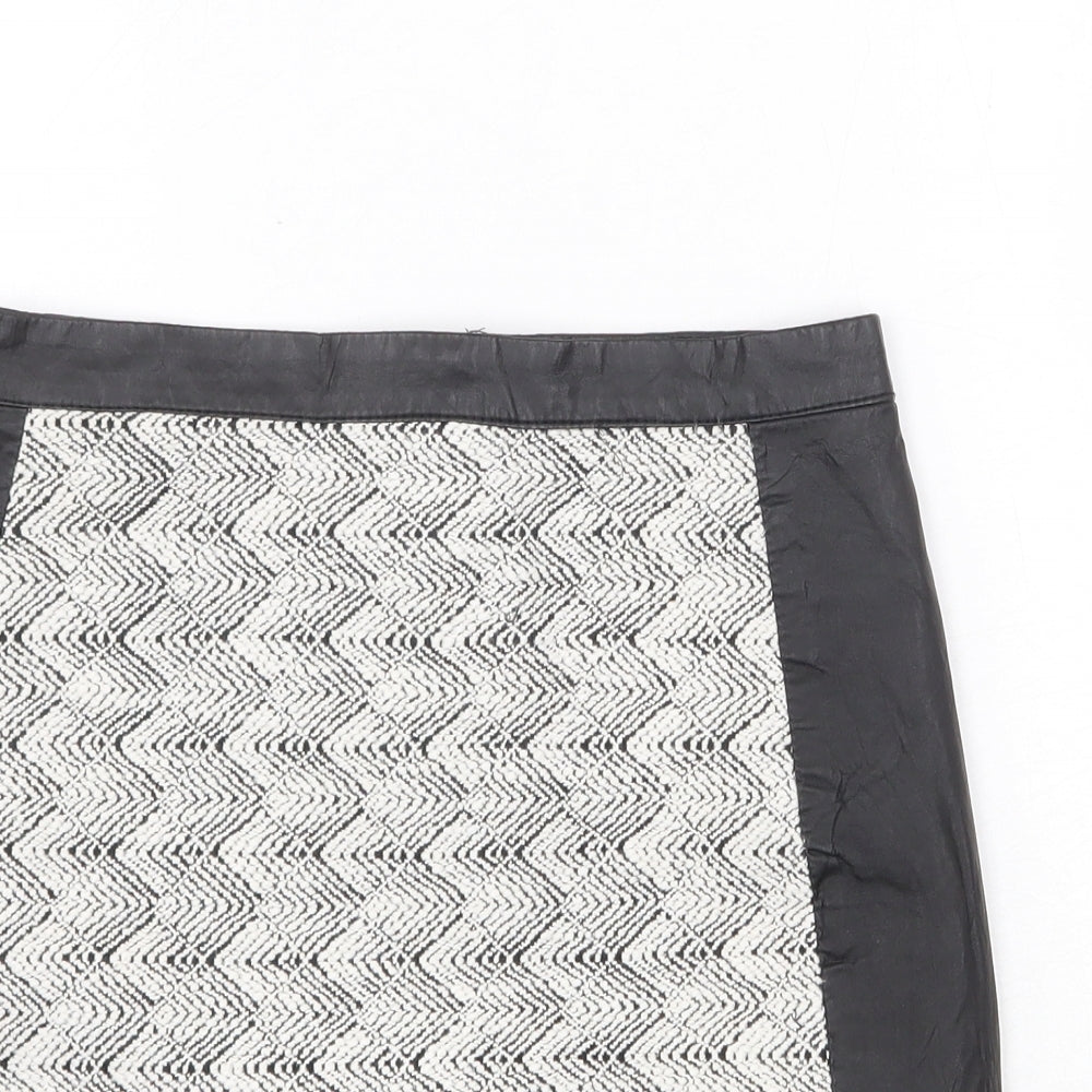 H&M Womens Multicoloured Geometric Cotton A-Line Skirt Size 8 Zip