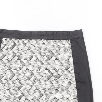 H&M Womens Multicoloured Geometric Cotton A-Line Skirt Size 8 Zip