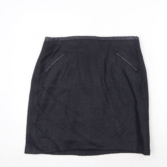 Marks and Spencer Womens Blue Acrylic A-Line Skirt Size 12 Zip