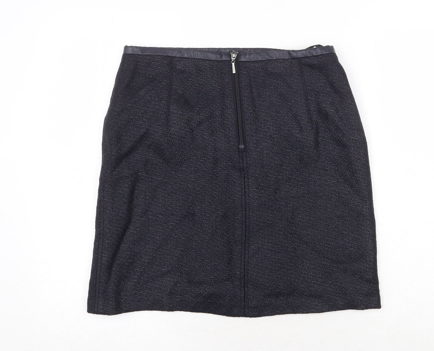 Marks and Spencer Womens Blue Acrylic A-Line Skirt Size 12 Zip