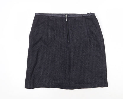 Marks and Spencer Womens Blue Acrylic A-Line Skirt Size 12 Zip