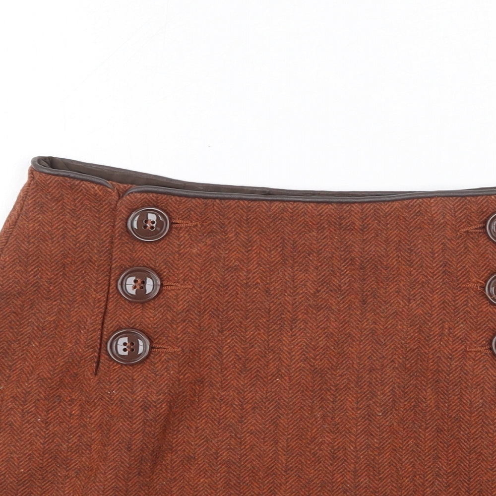 Ann Christine Womens Orange Wool A-Line Skirt Size 6 Zip