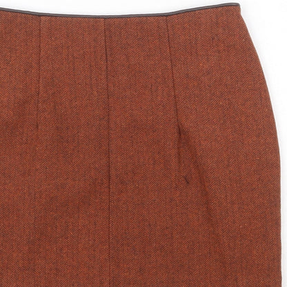 Ann Christine Womens Orange Wool A-Line Skirt Size 6 Zip