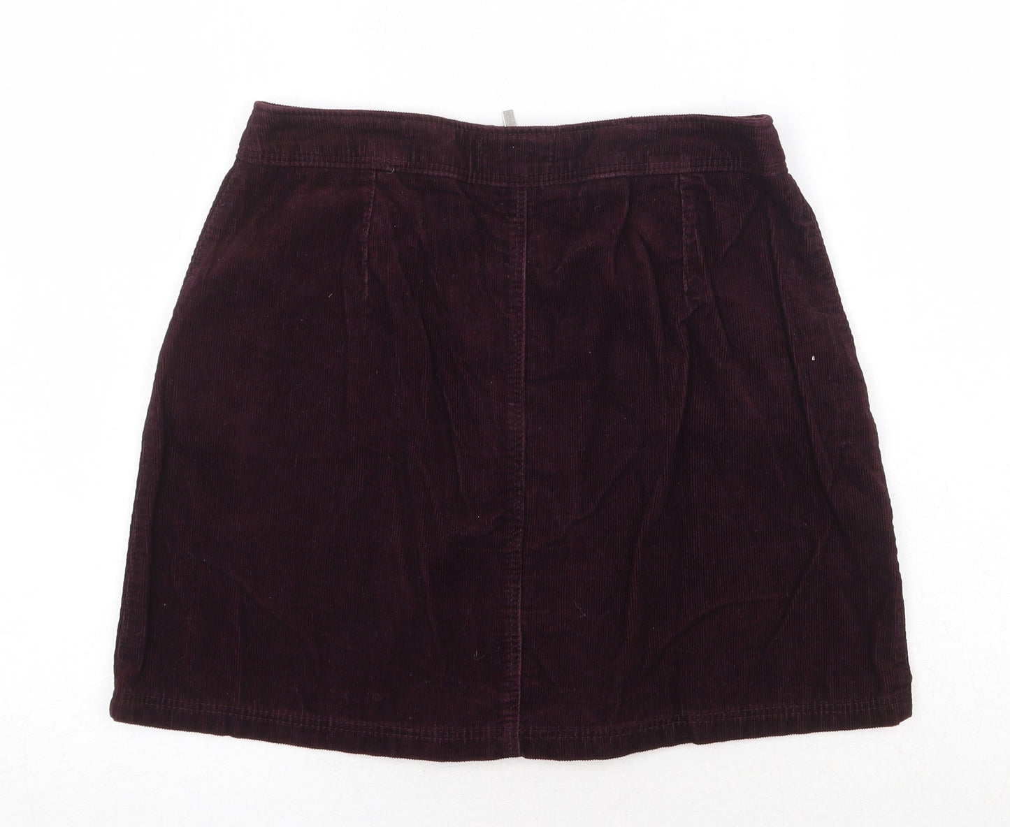 New Look Womens Purple Cotton A-Line Skirt Size 10 Zip