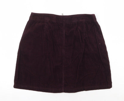 New Look Womens Purple Cotton A-Line Skirt Size 10 Zip