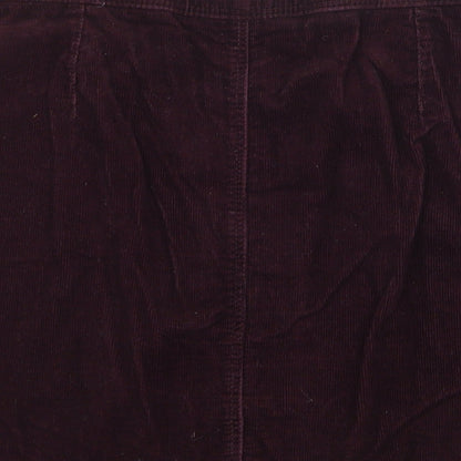 New Look Womens Purple Cotton A-Line Skirt Size 10 Zip
