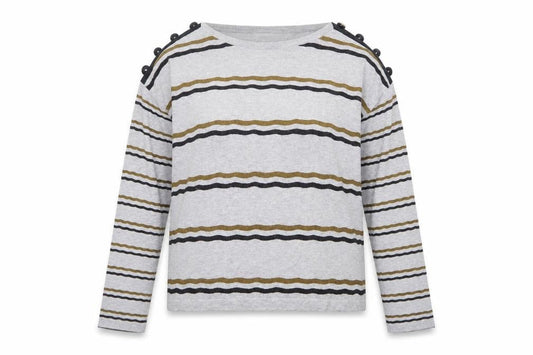 Forever 21 Womens Grey Striped Viscose Pullover Sweatshirt Size S Pullover