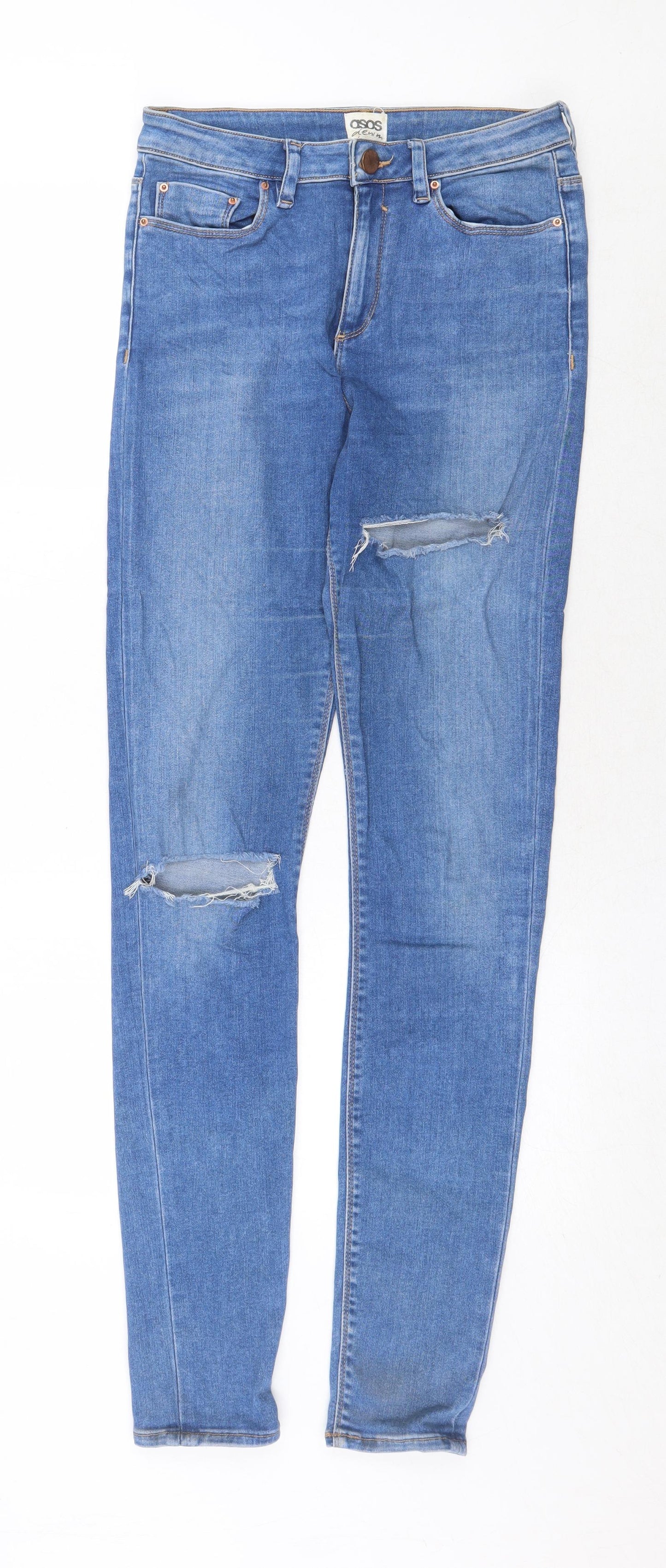 ASOS Womens Blue Cotton Skinny Jeans Size 28 in Regular Zip