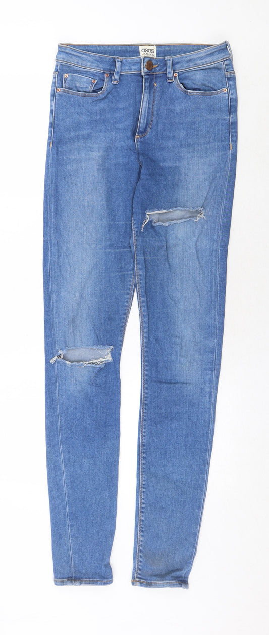 ASOS Womens Blue Cotton Skinny Jeans Size 28 in Regular Zip