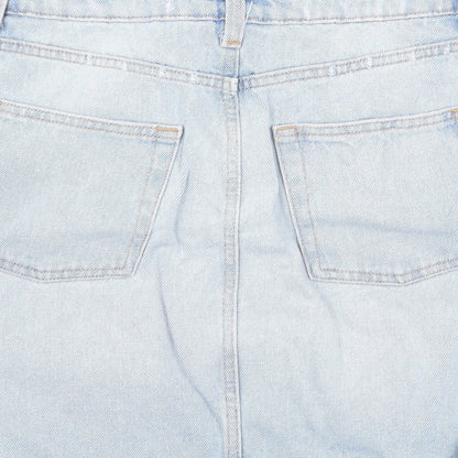 H&M Womens Blue Cotton A-Line Skirt Size 6 Zip