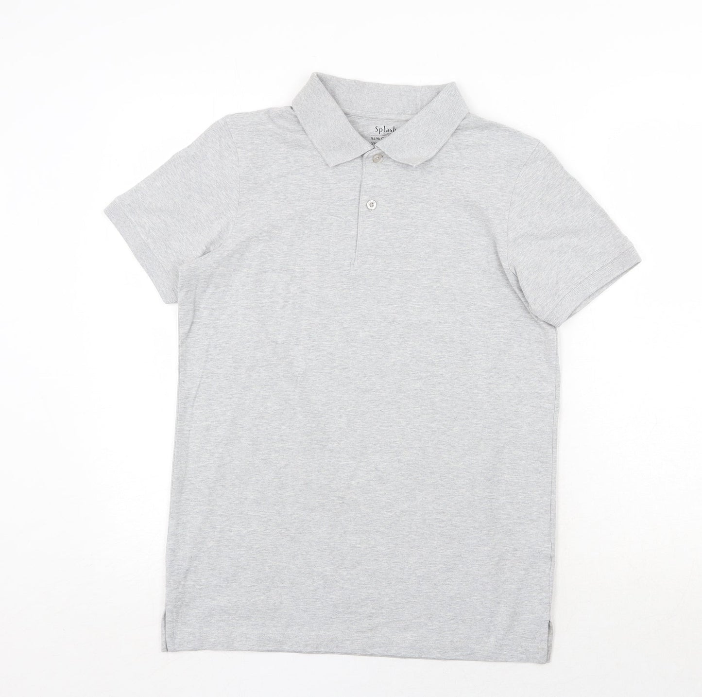 SPLASH Mens Grey Cotton Polo Size S Collared Button