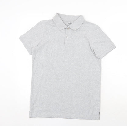 SPLASH Mens Grey Cotton Polo Size S Collared Button