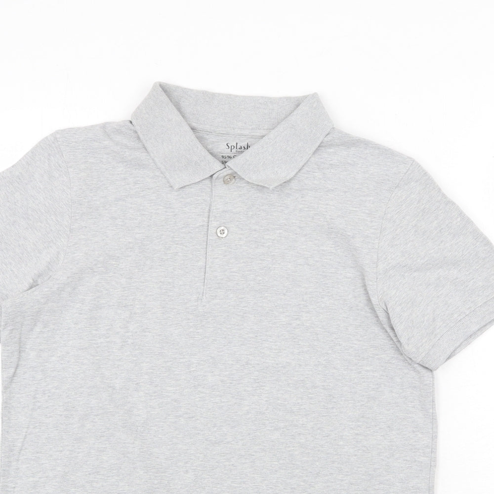 SPLASH Mens Grey Cotton Polo Size S Collared Button