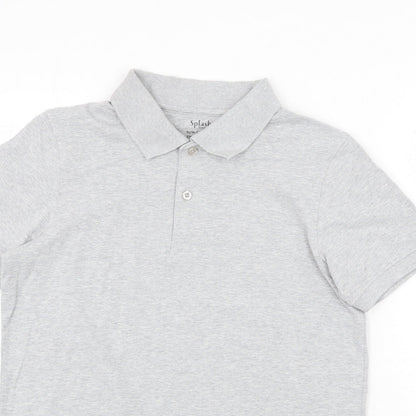 SPLASH Mens Grey Cotton Polo Size S Collared Button