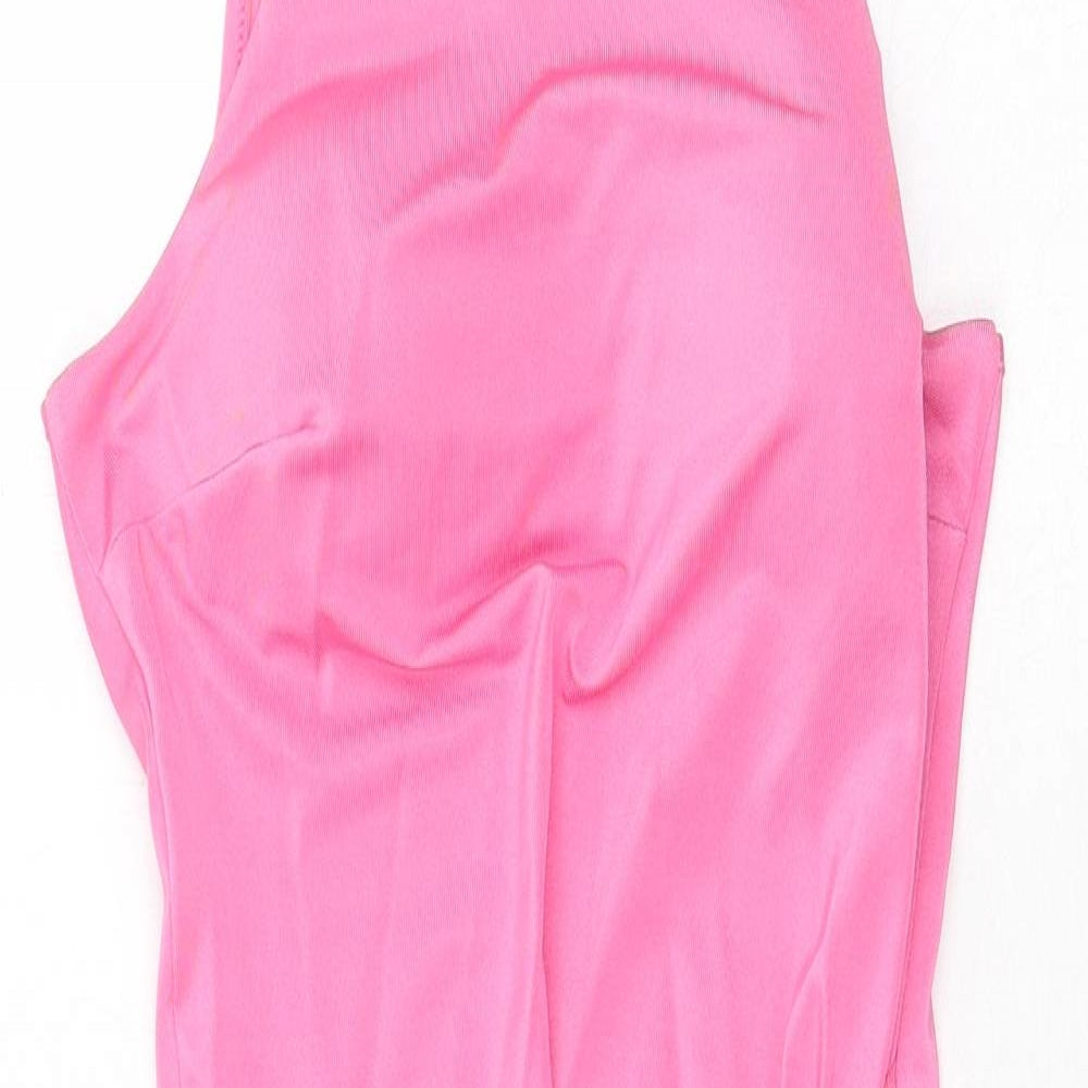 J5 Fashion Womens Pink Polyester A-Line Size L Round Neck Tie