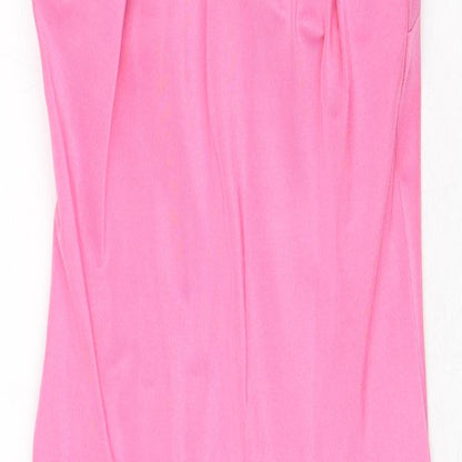 J5 Fashion Womens Pink Polyester A-Line Size L Round Neck Tie