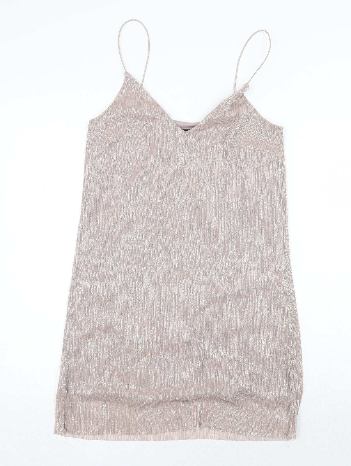 New Look Womens Pink Polyester Slip Dress Size 10 V-Neck Pullover