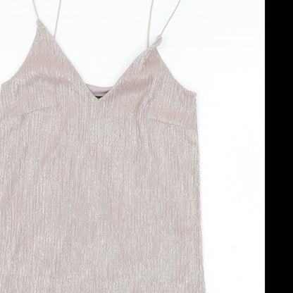 New Look Womens Pink Polyester Slip Dress Size 10 V-Neck Pullover