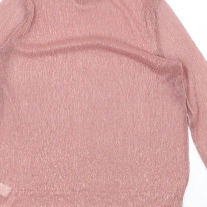 NEXT Womens Pink Polyester Basic T-Shirt Size 6 Round Neck