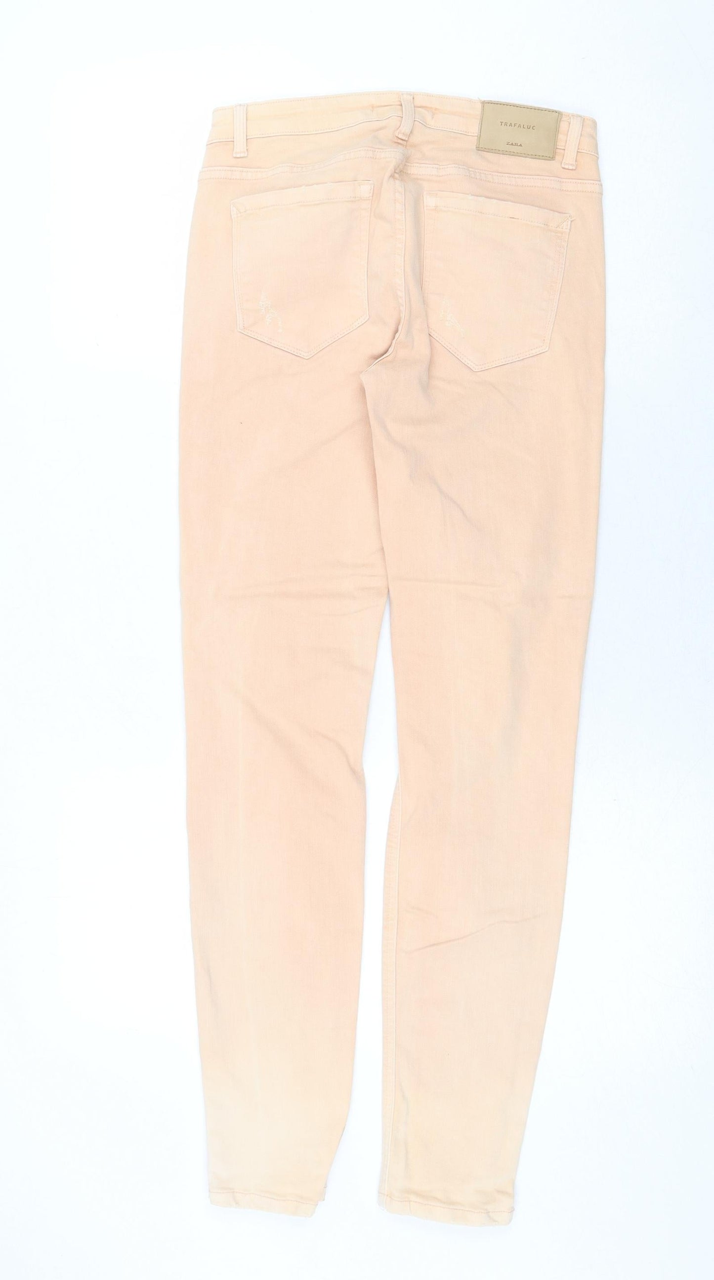 Zara Womens Orange Cotton Skinny Jeans Size 10 Regular Zip