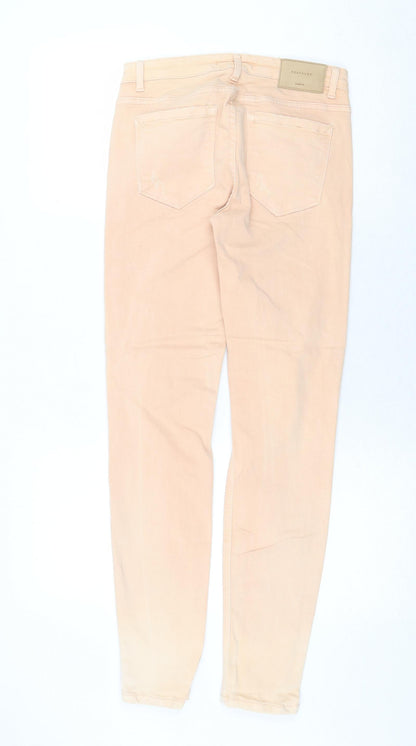 Zara Womens Orange Cotton Skinny Jeans Size 10 Regular Zip