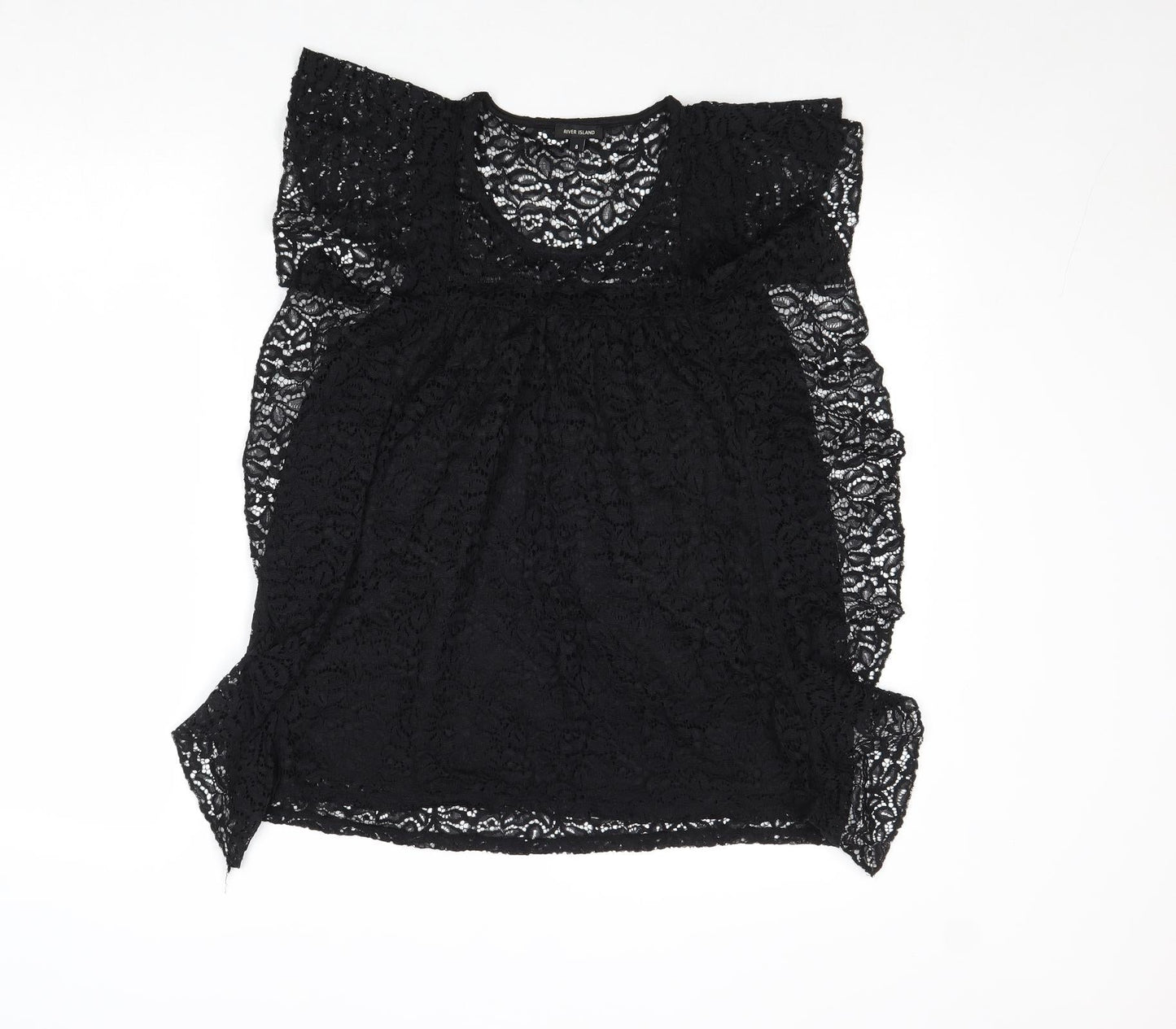 Womens UK Size 8 River Island Black Basic Tank