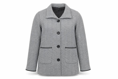 Anne De Lancay Womens Grey Geometric Jacket Size 10 Button