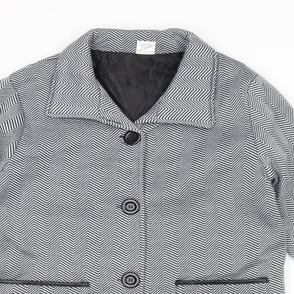 Anne De Lancay Womens Grey Geometric Jacket Size 10 Button