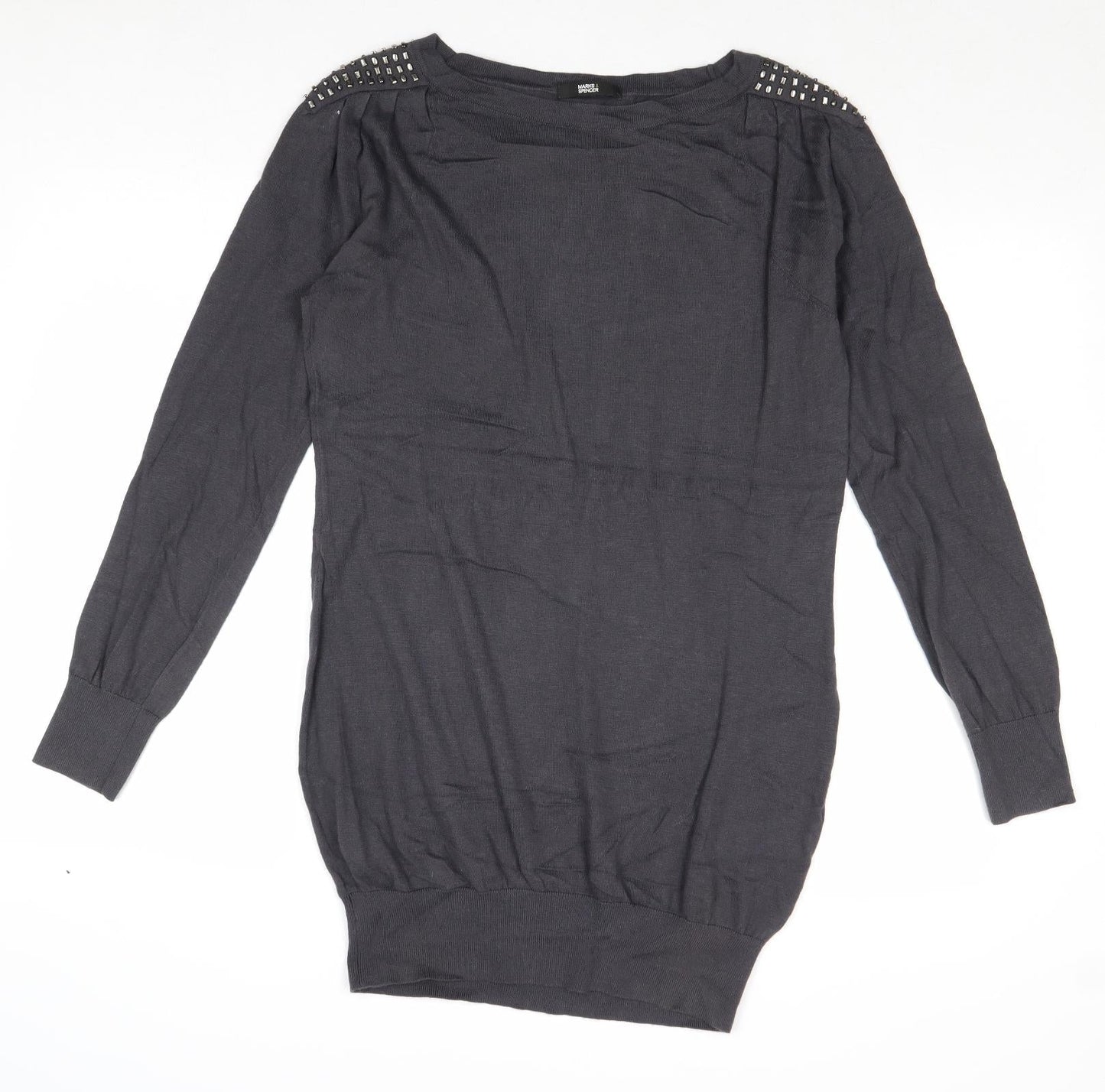 Womens UK Size 12 Marks and Spencer Grey Tunic Jumper
