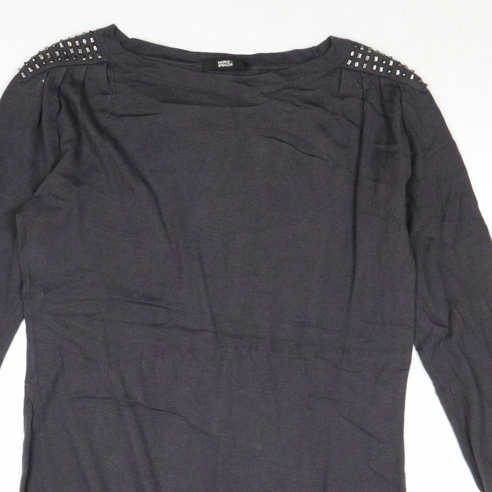 Womens UK Size 12 Marks and Spencer Grey Tunic Jumper