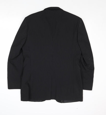 Burton Mens Black Striped Polyester Jacket Suit Jacket Size 40 Regular