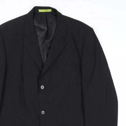 Burton Mens Black Striped Polyester Jacket Suit Jacket Size 40 Regular