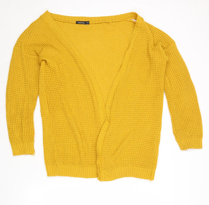 Womens UK Size S Boohoo Yellow Cardigan Jumper