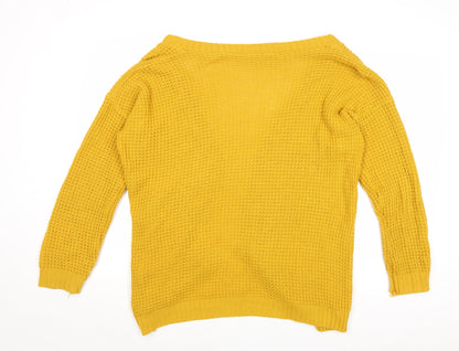 Womens UK Size S Boohoo Yellow Cardigan Jumper